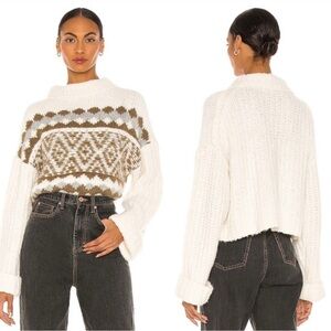 Free People Alpine Cropped Knit Pullover Mock Neck Sweater XS